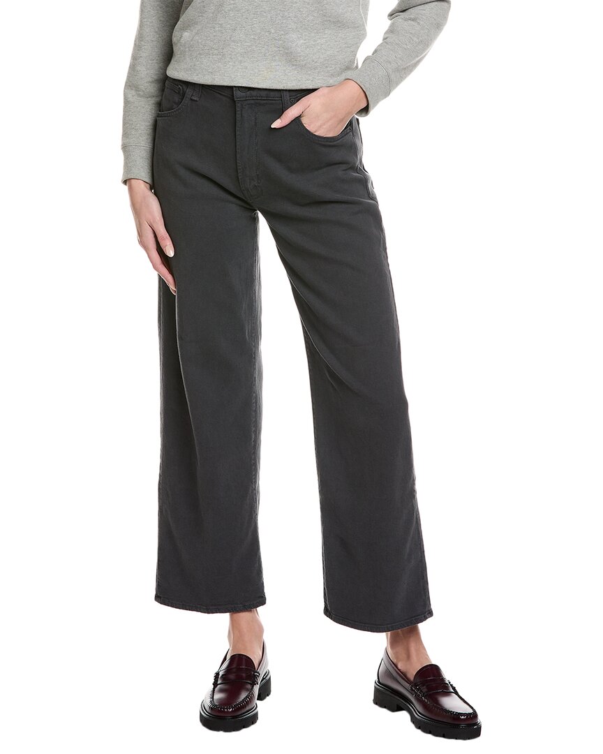 Mother The Dodger Ankle Linen-blend Peat Straight Leg Jean In Grey