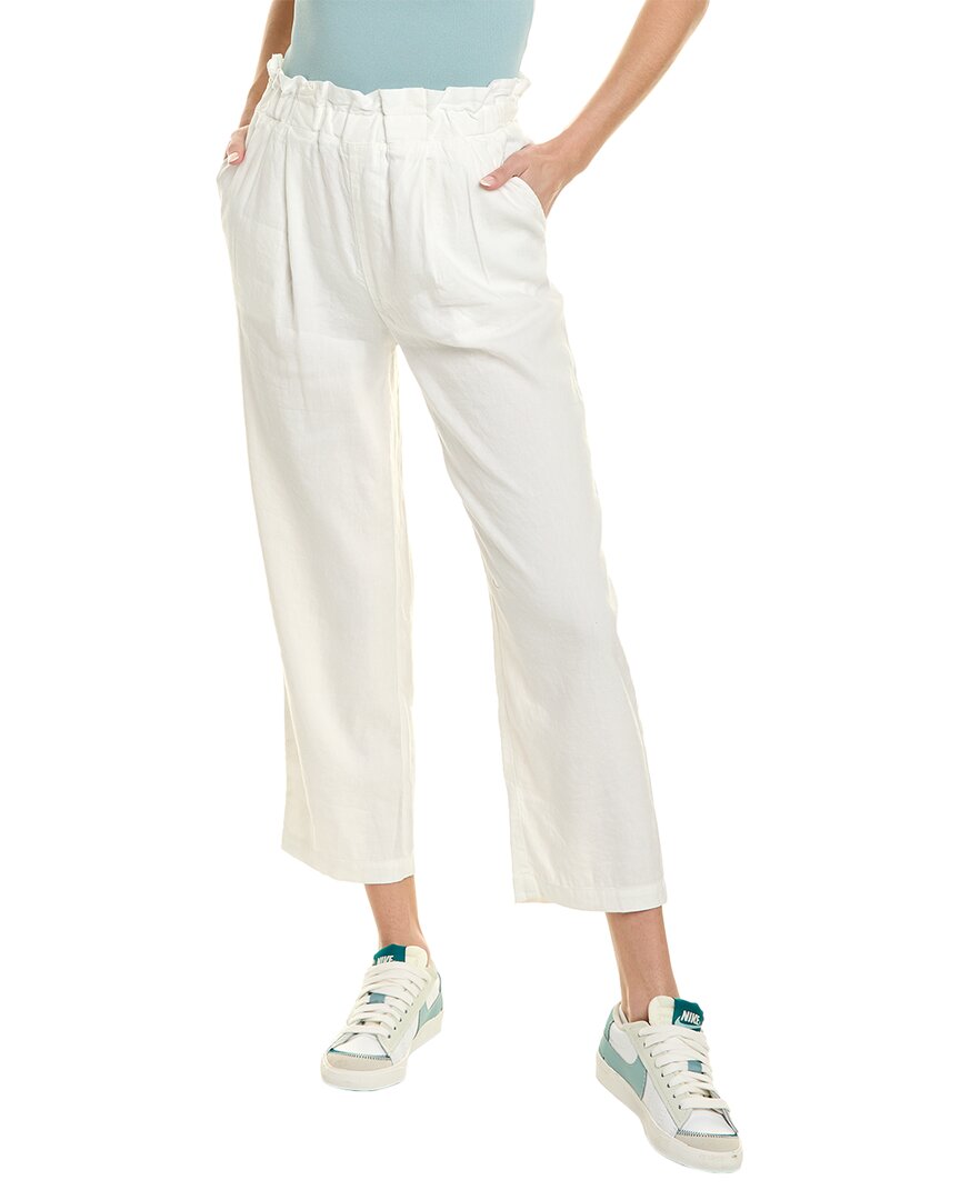 Shop Monrow Linen-blend Paperbag Pant In White
