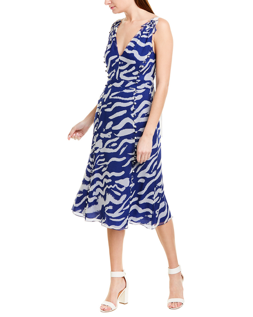 Image of Prabal Gurung V-Neck Silk Midi Dress