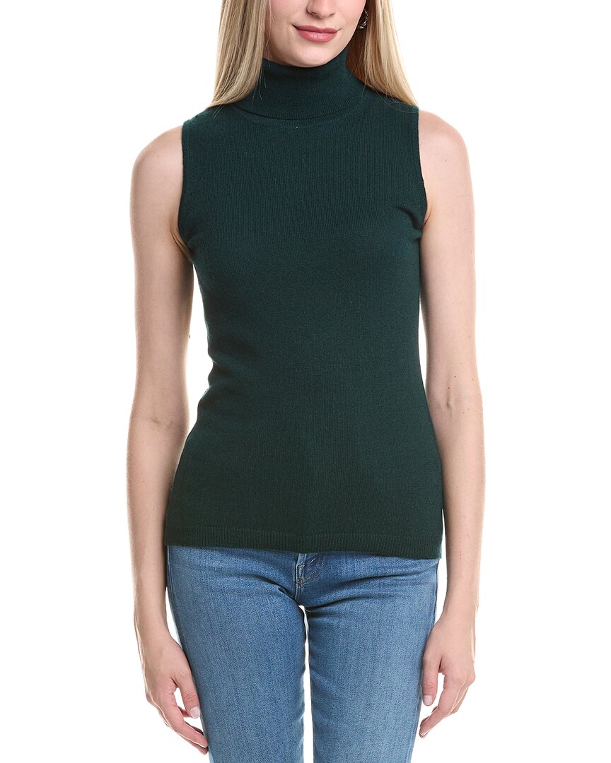 Forte Cashmere Turtleneck Cashmere Sweater Vest In Green