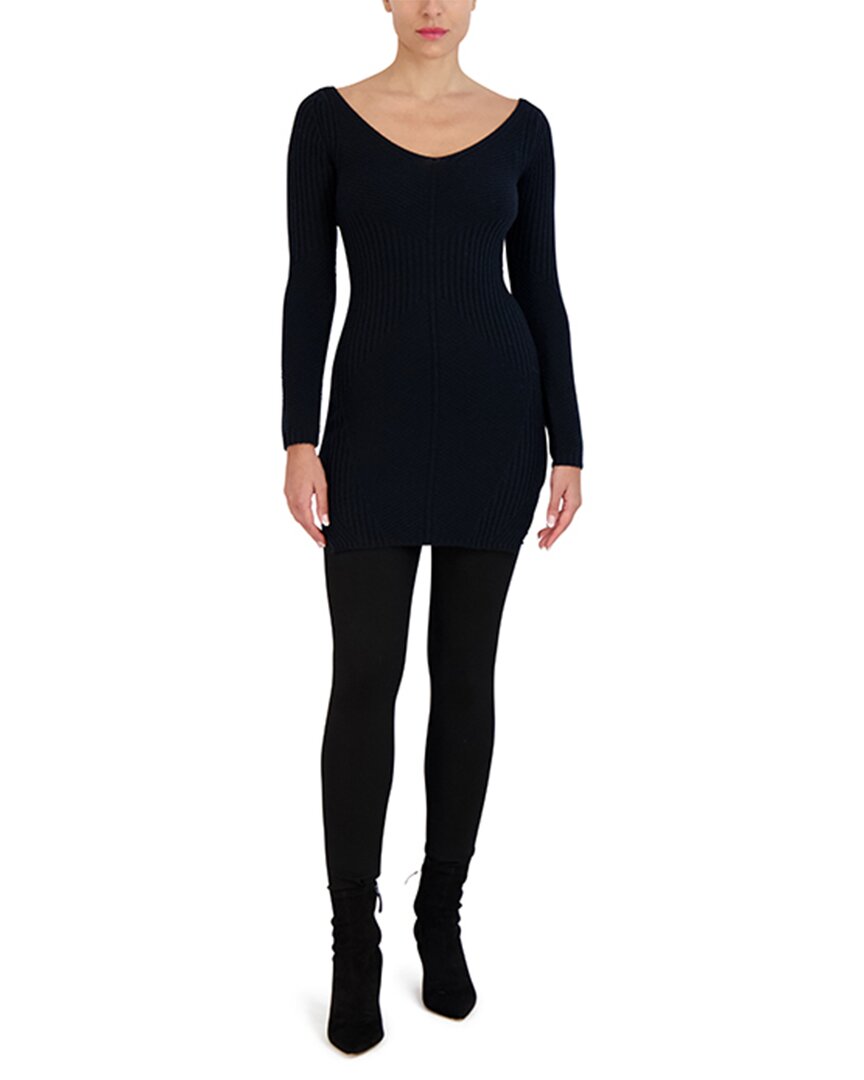 Shop Bcbgmaxazria Wide V-neck Mini Wool-blend Sweaterdress