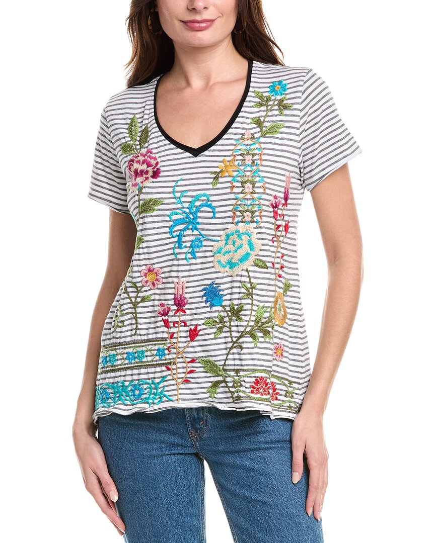 Johnny Was Sheri Everyday Stripe T-shirt In White