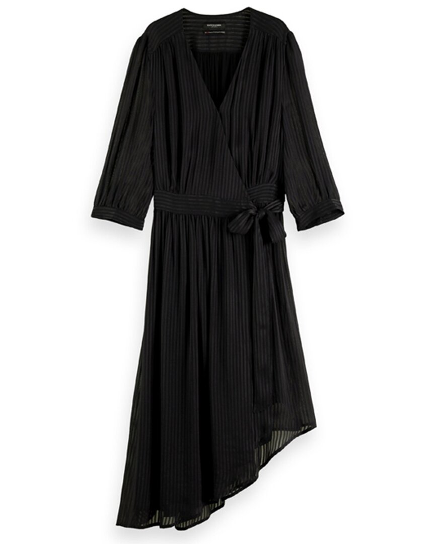 Shop Scotch & Soda Asymmetric Wrap Dress In Black