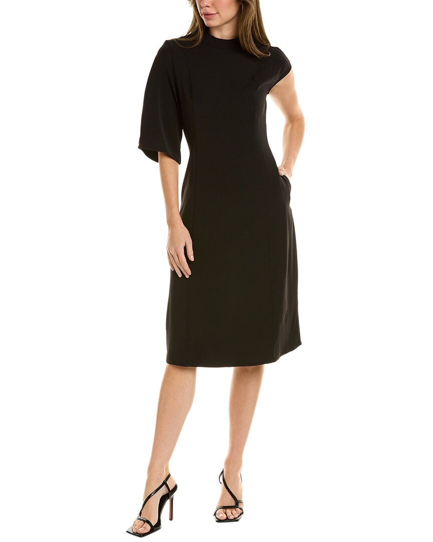 Shop Gracia One-sleeve Midi Dress In Black