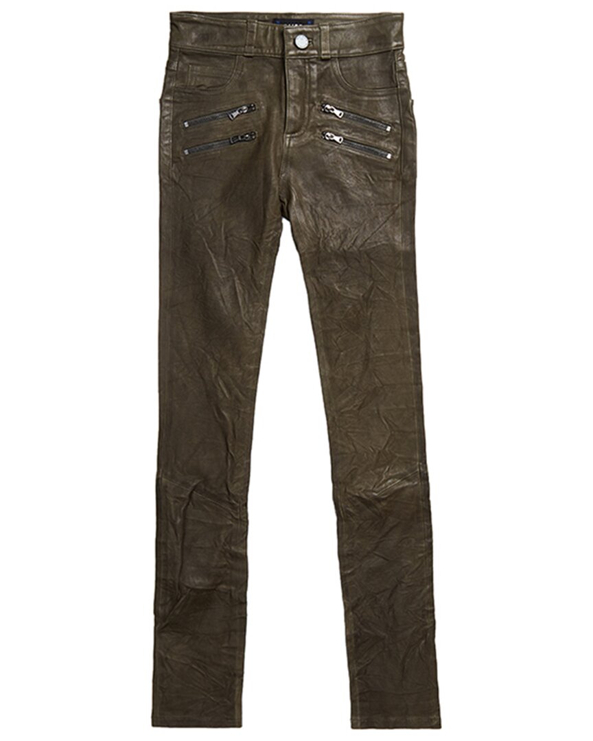 Paige Edgemont Leather Pant In Green