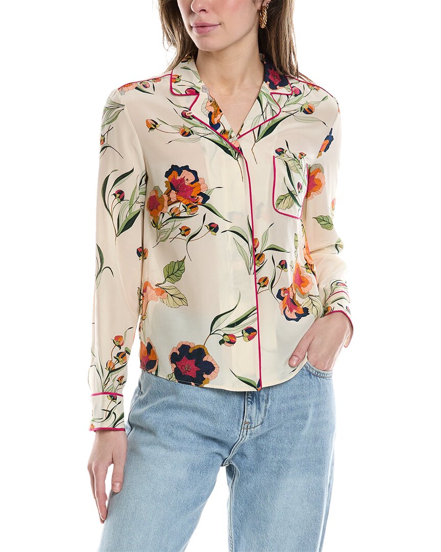 Pre-owned Valentino Red  Silk Shirt Women's In White