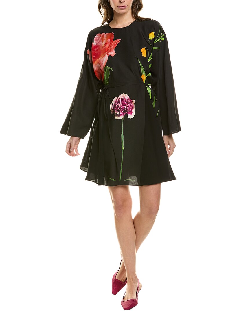Valentino Silk Shift Dress In Black