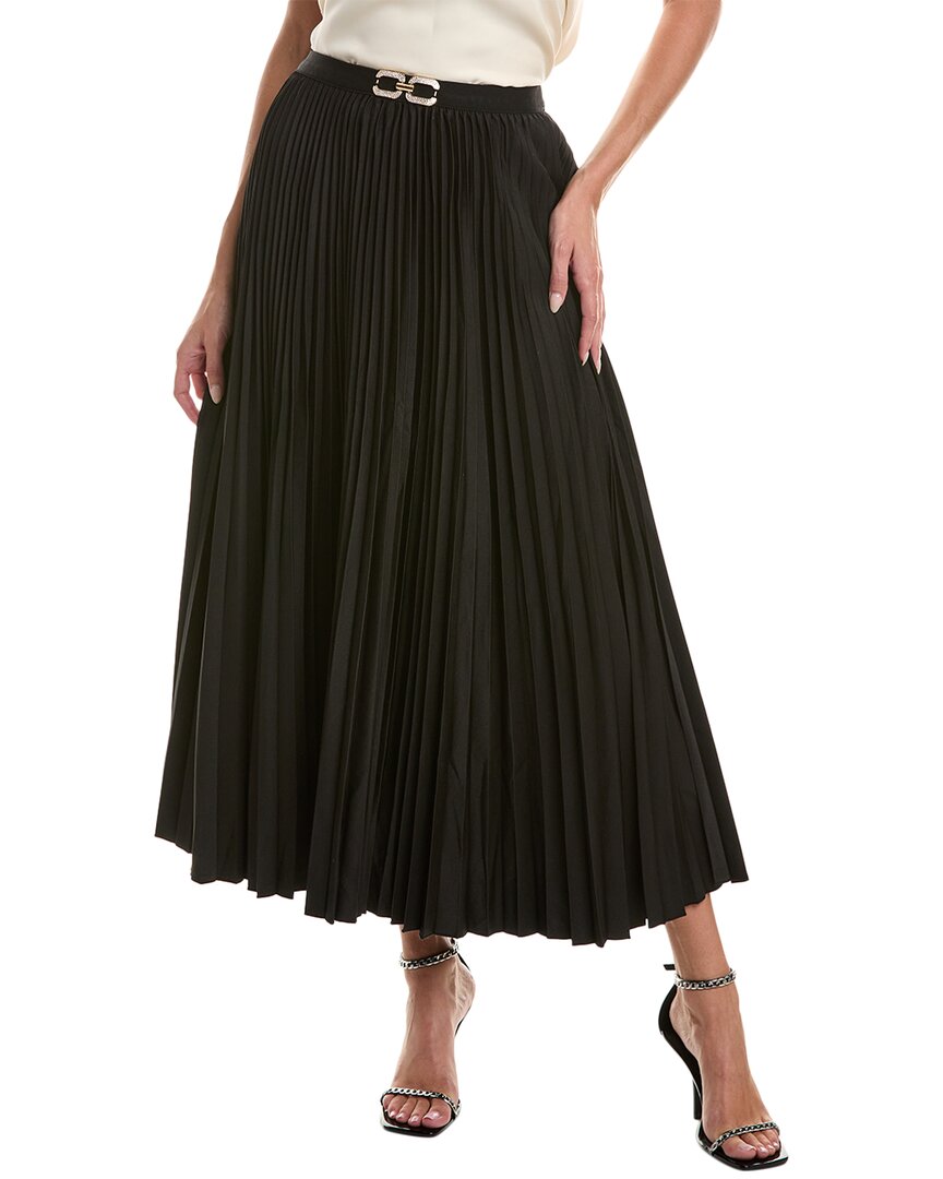 Gracia Pleated Midi Skirt In Black