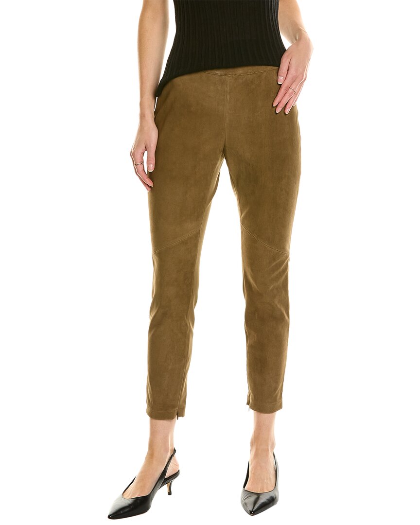 Lafayette 148 Murray Skinny Suede-front Pant In Brown