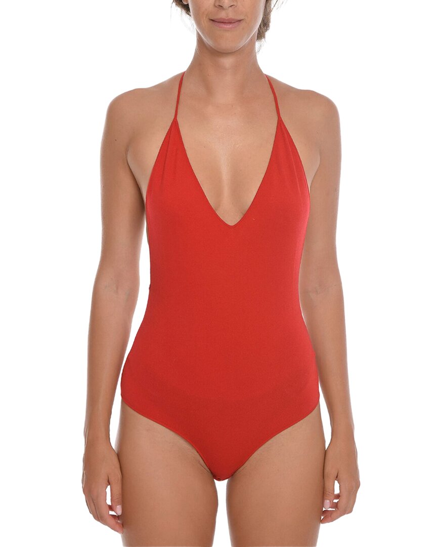Shop Bottega Veneta Cosy Bare-back Wool & Silk-blend Bodysuit In Red