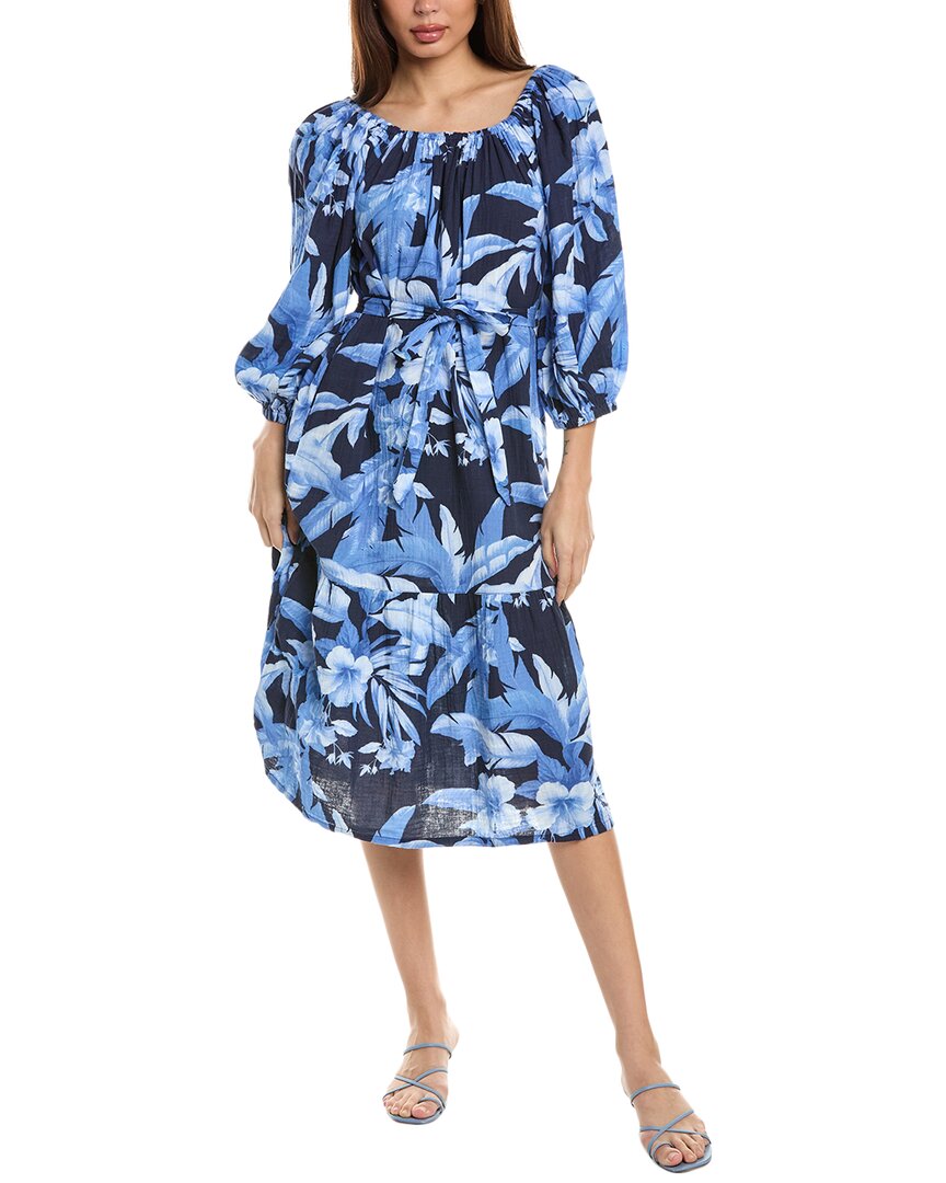 Tommy Bahama Daybreak Hibiscus Midi Dress In Blue