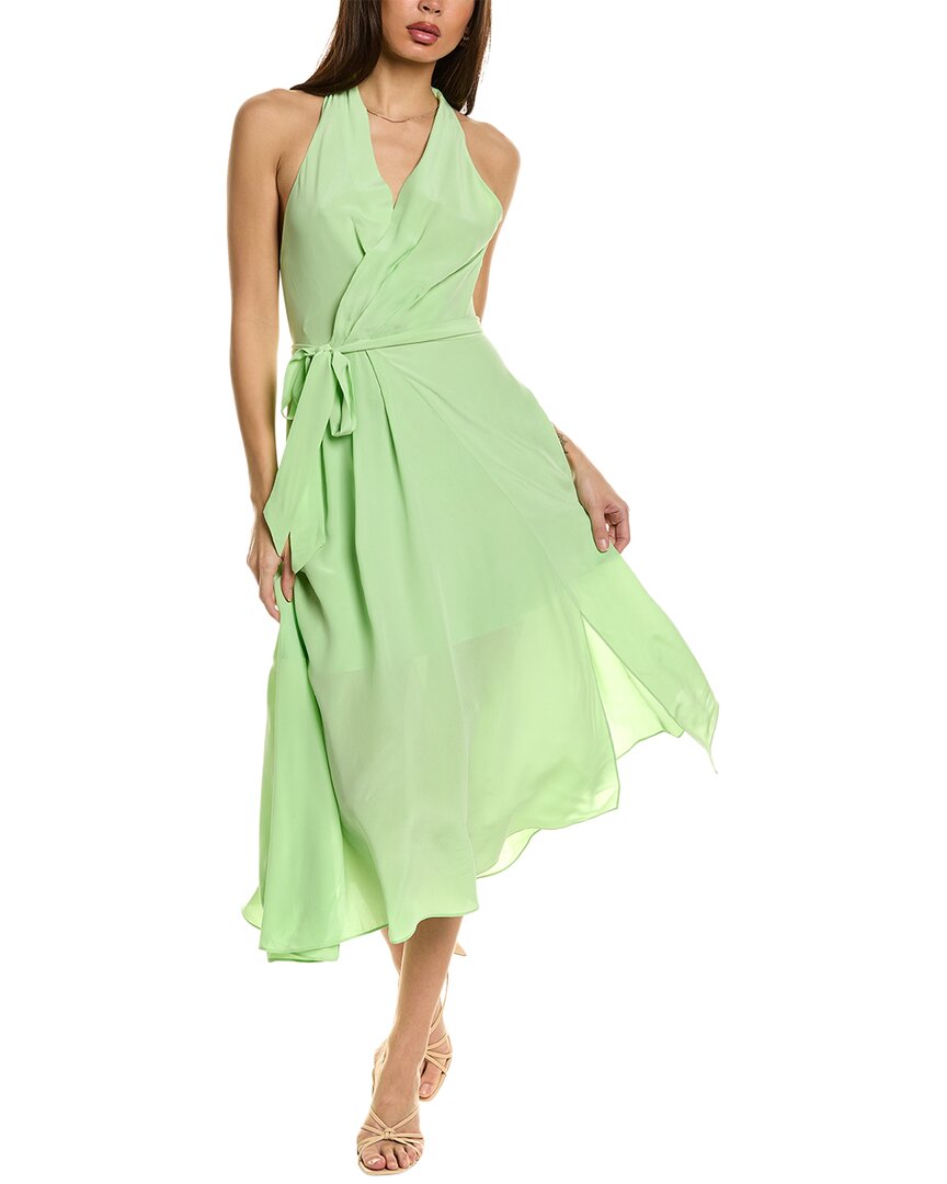 Shop Equipment Alejandra Silk Midi Dress In Green
