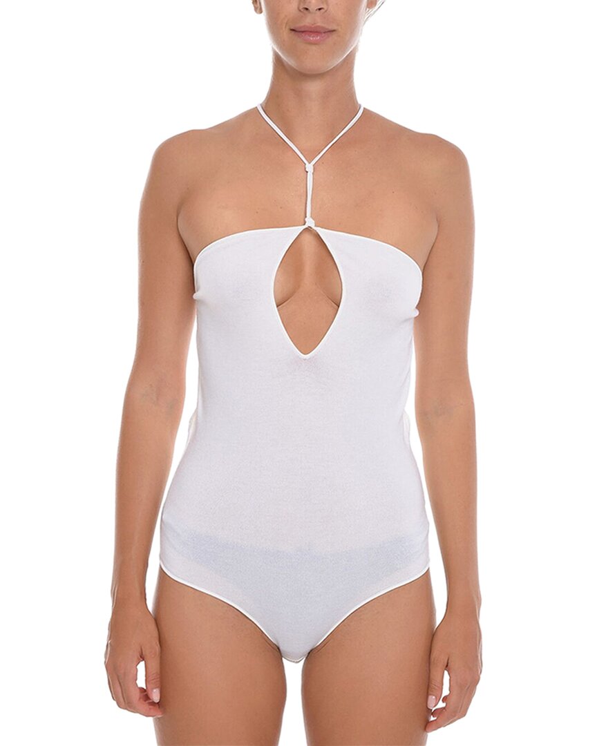 Shop Bottega Veneta Gauge Bare-back Wool & Silk-blend Bodysuit In White