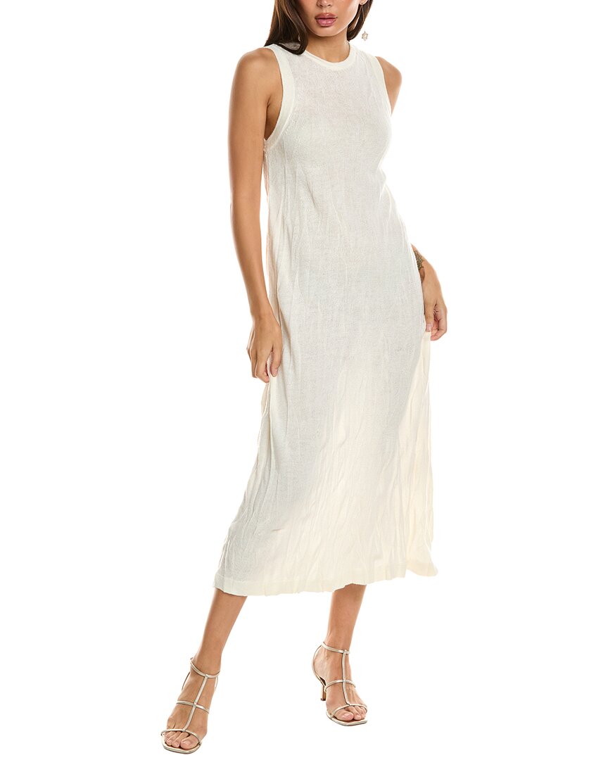 Helmut Lang Crush Wool-blend Midi Dress In Ivory