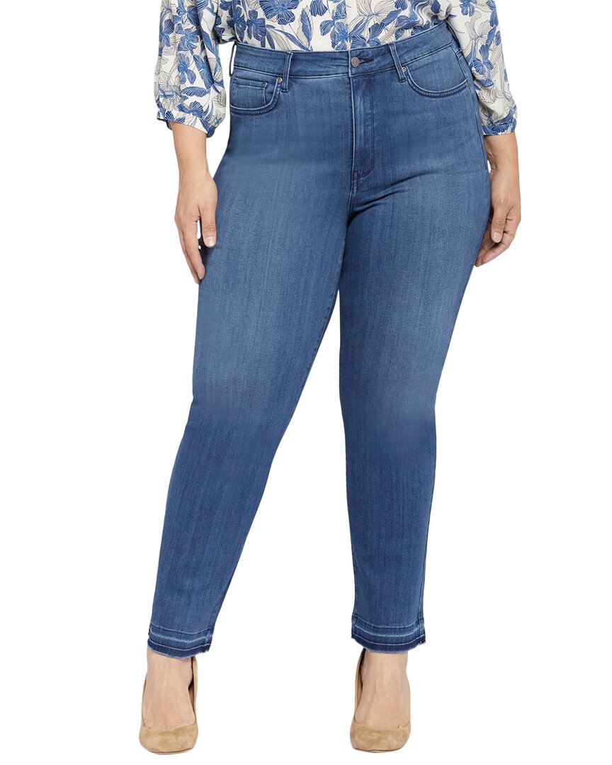 Nydj Plus Womens High Waist Released Hem Straight Leg Jeans