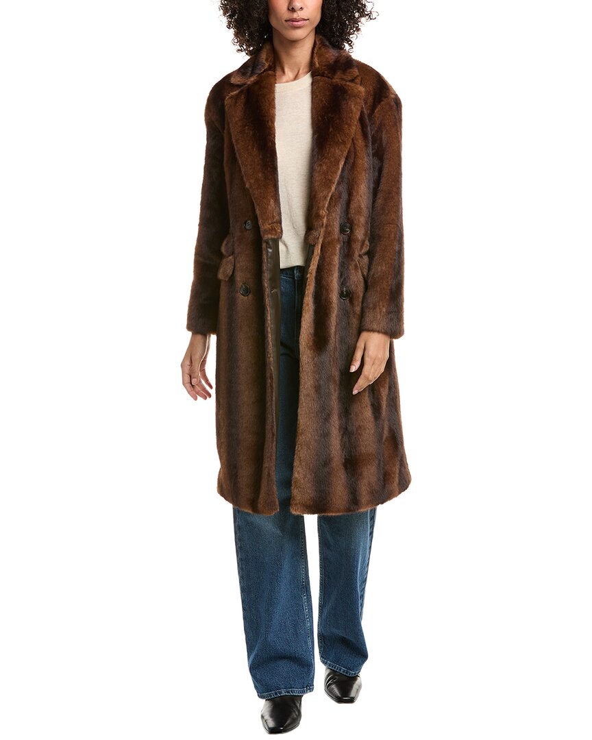 Nvlt Military Mink Faux Fur Coat In Brown