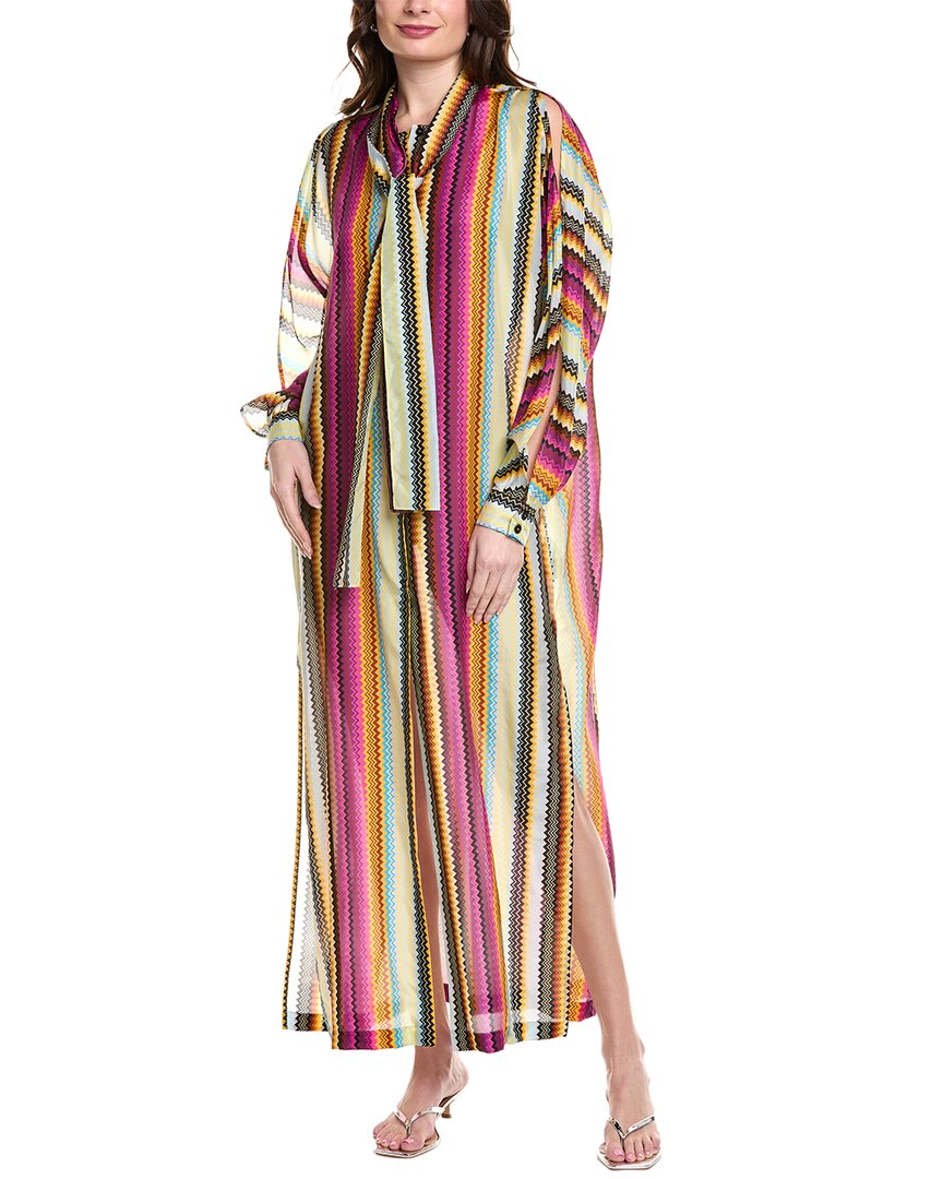 M Missoni Missoni Caftan Silk Maxi Dress In Purple