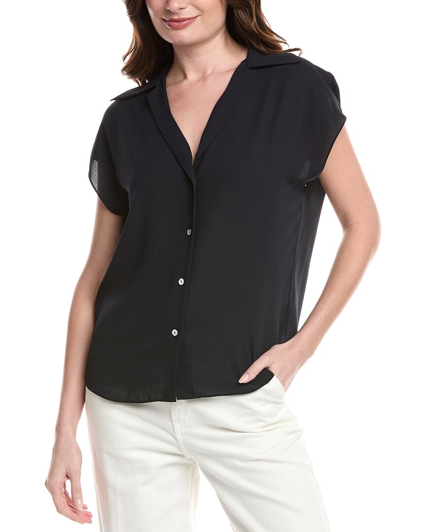 Shop Vince Cap Sleeve Blouse In Blue