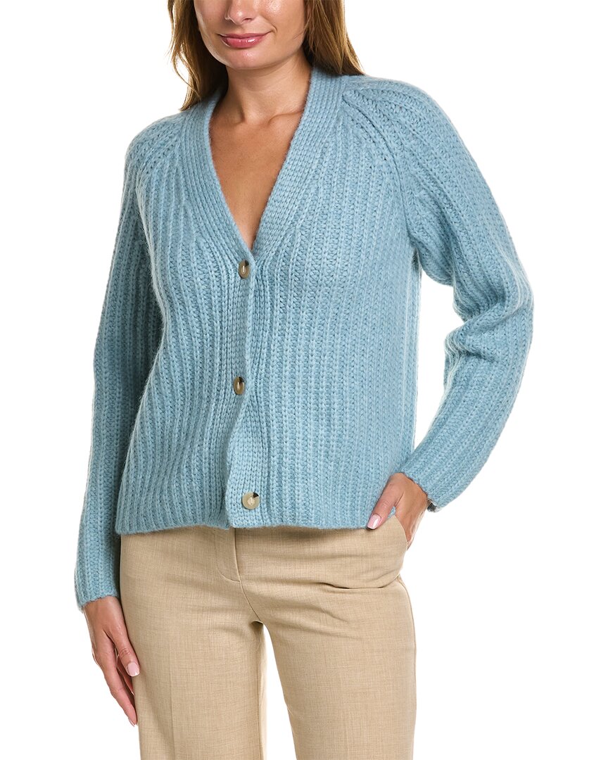 Vince Ribbed Alpaca & Merino Wool Blend Cardigan In Blue | ModeSens