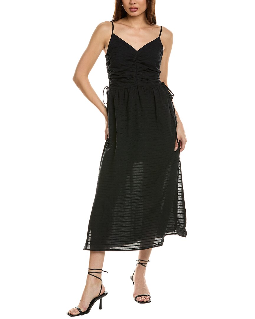 Nation Ltd Peppa Ruched Linen-blend Sundress In Black