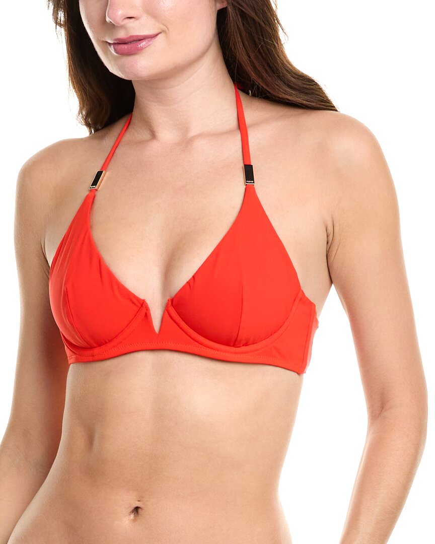 Reiss Aubrey Underwire Halter Bikini Top In Red
