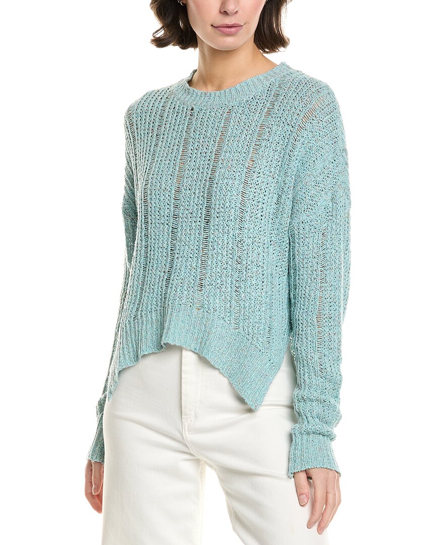 27 Miles Malibu Boucle Drop-stitch Linen & Silk-blend Sweater In Blue