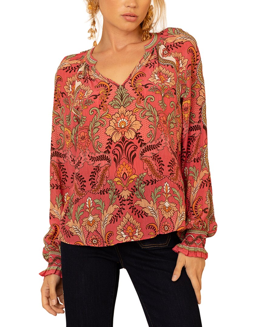 Hale Bob Whitley Silk Top In Red