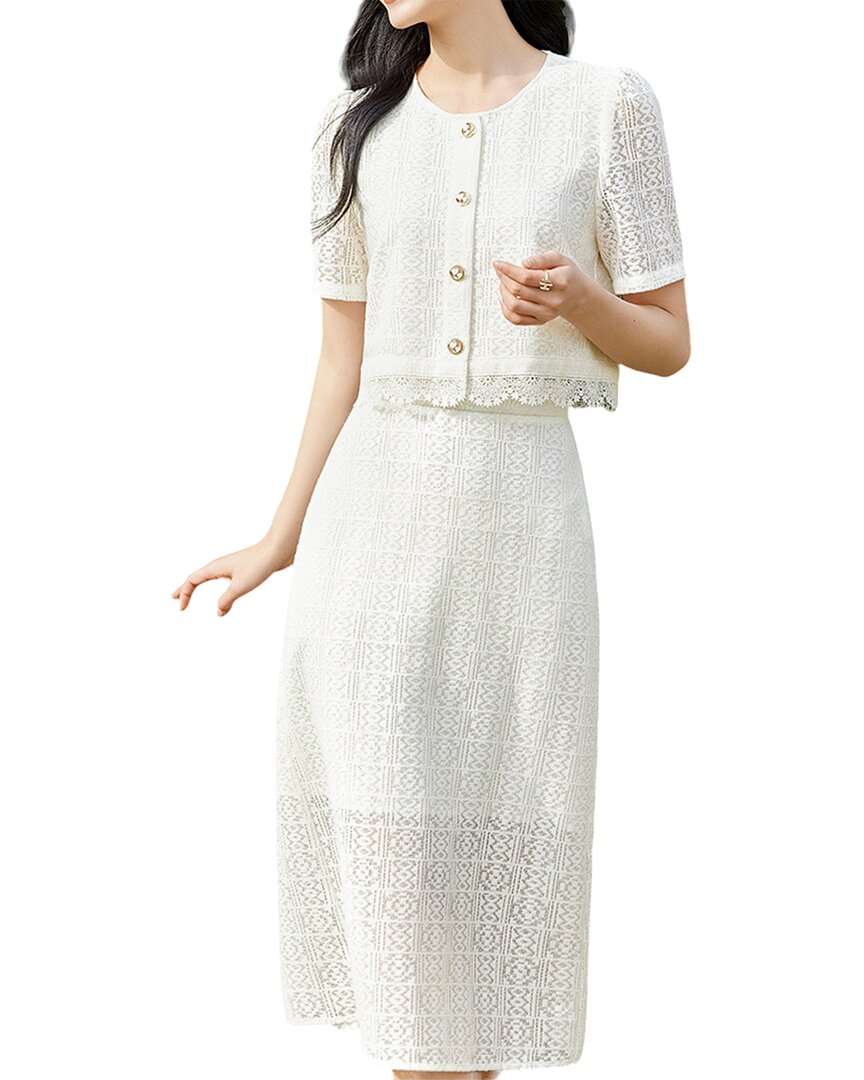 Ounixue 2pc Top & Skirt Set In White