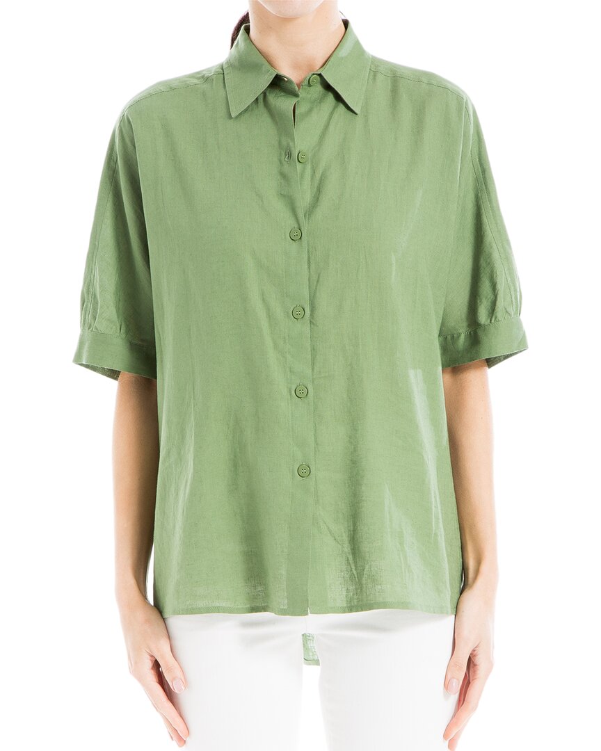 Max Studio High-low Oversized Linen-blend Shirt In Multi