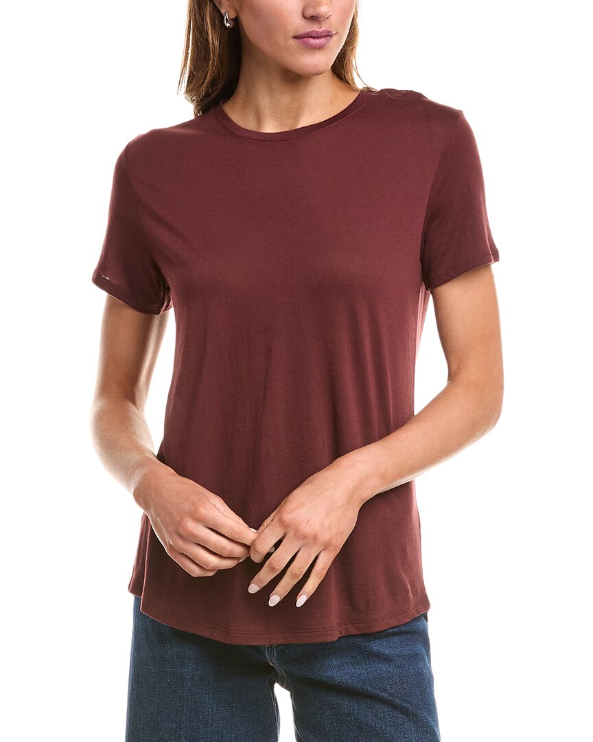 Vince Crewneck Shirt Tail T-shirt In Brown
