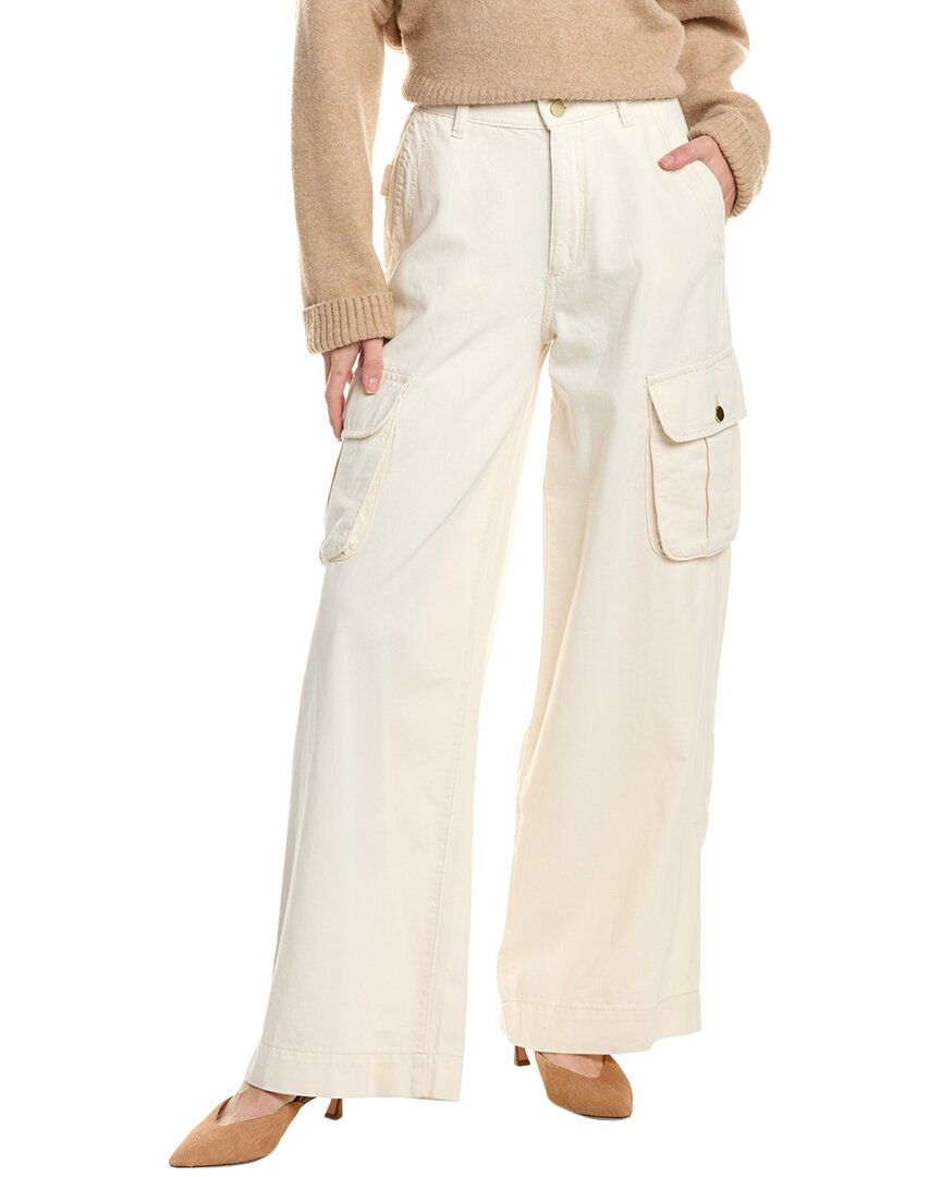 Dl1961 Zoie Linen-blend Flax Cargo Relaxed Vintage Wide Leg Jean In White