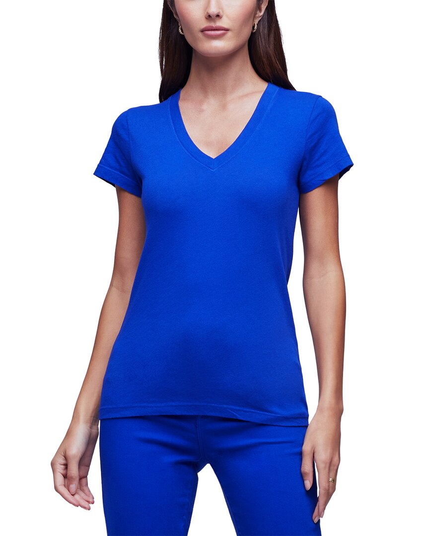 L Agence L'agence Becca V-neck T-shirt In Blue
