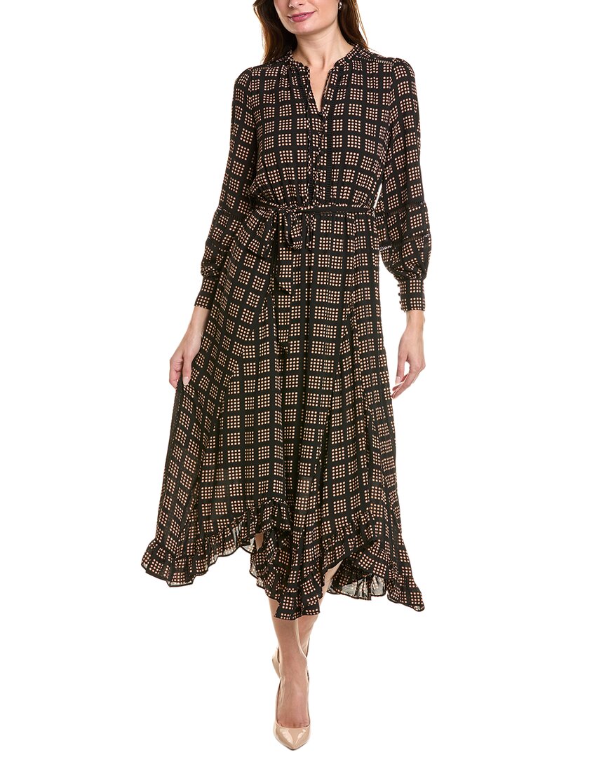 T Tahari Tie Neck Maxi Dress In Black