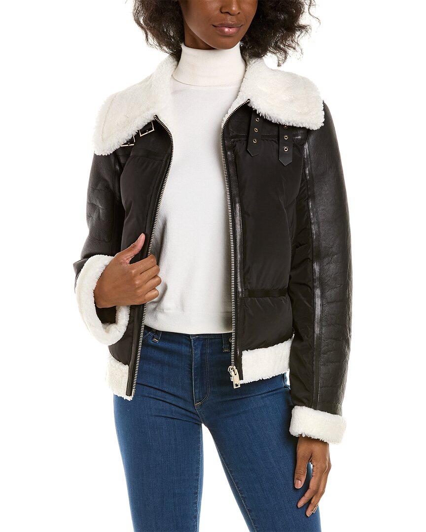 Shop Nb Series By Nicole Benisti Brooks Leather-trim Down Jacket In Black