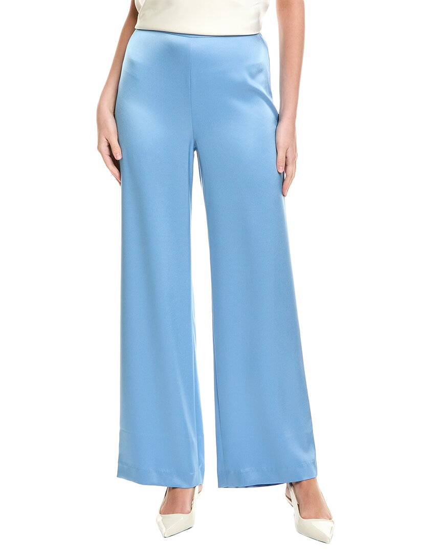 St John St. John Liquid Satin Elastic Waist Pull-on Pant In Blue