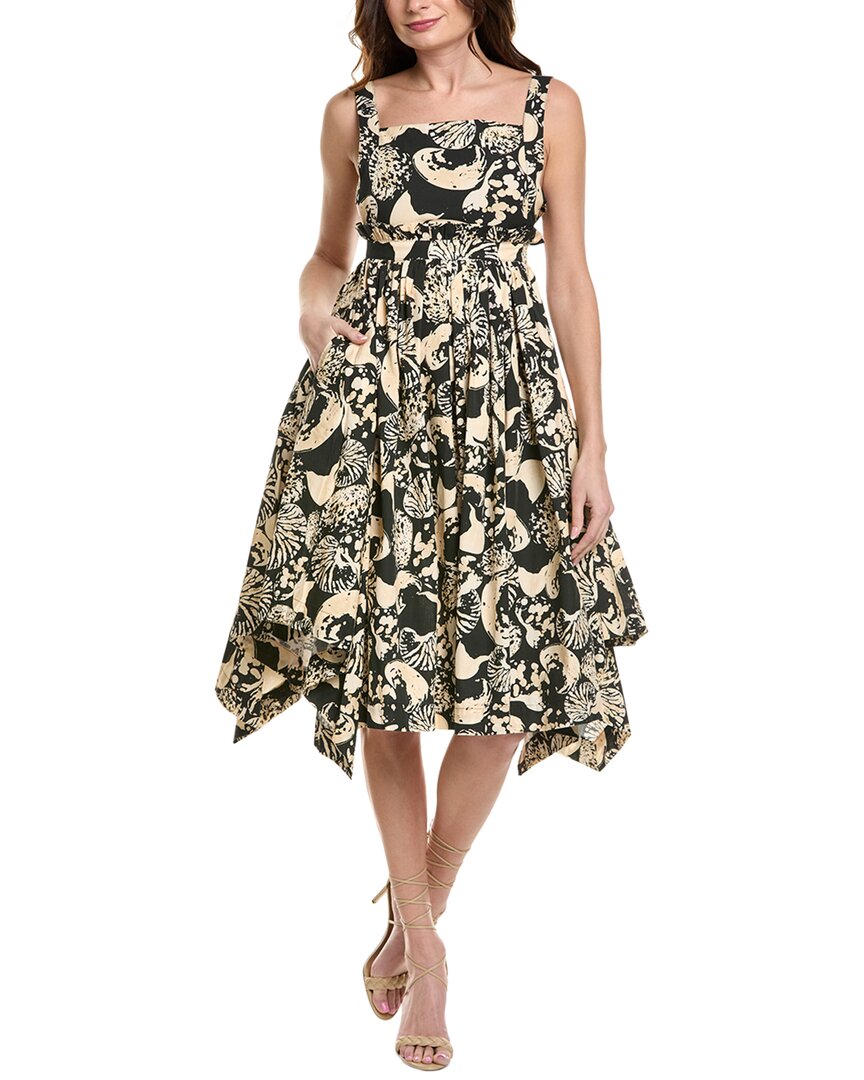 Agua By Agua Bendita Lunatus Cosecha Printed Cotton-poplin Midi Dress In Black