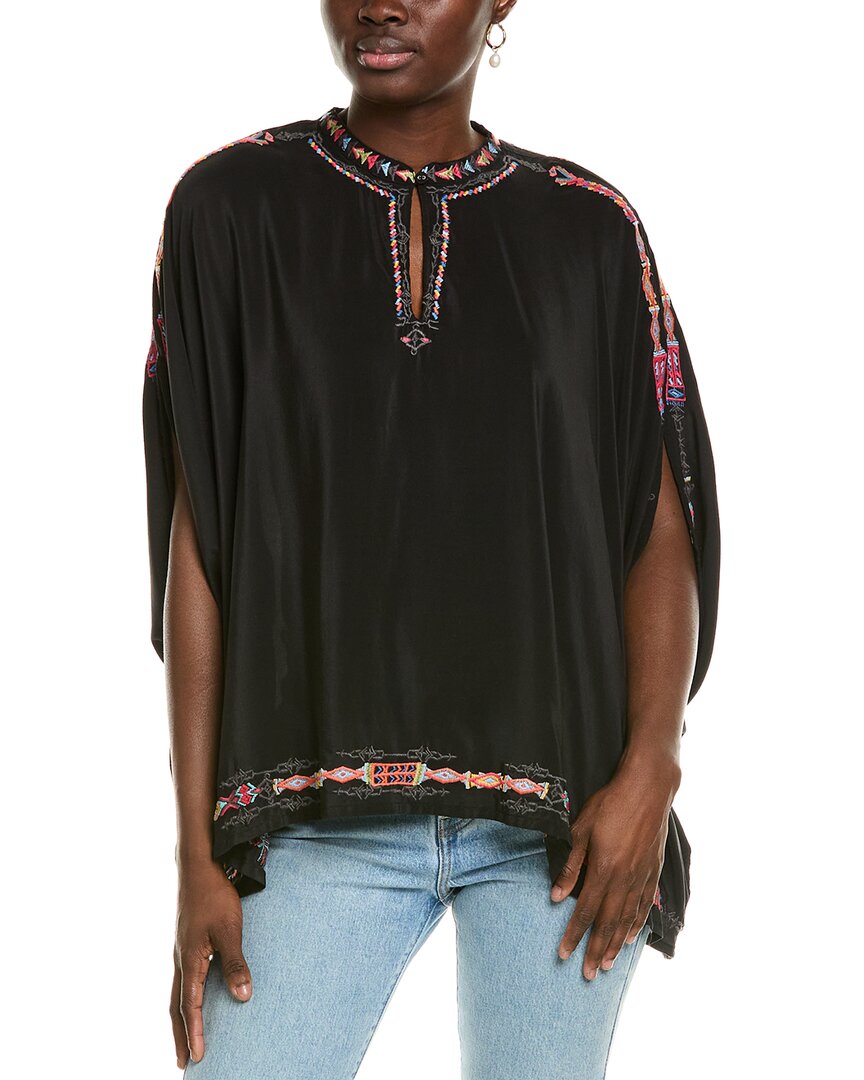 Shop Johnny Was Petite Sascha Silk Poncho In Black