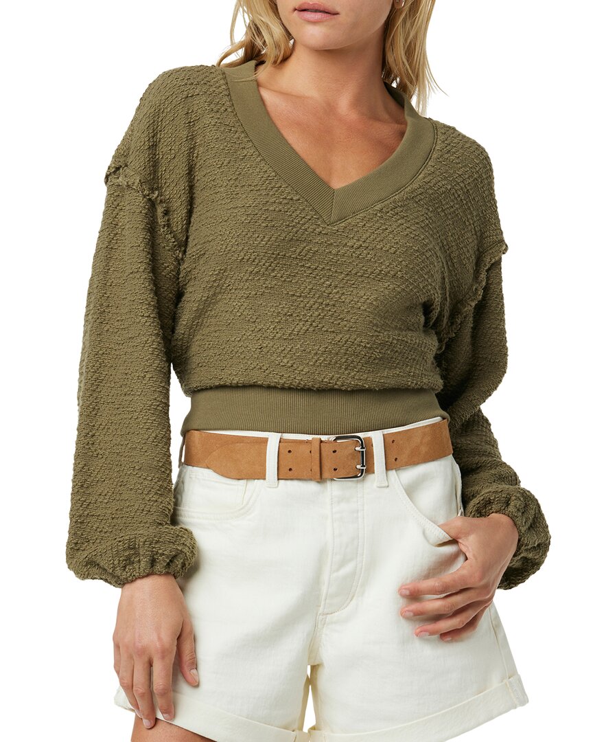 Joe's Jeans The Carolyn Cotton Slub V Neck Sweatshirt In Green