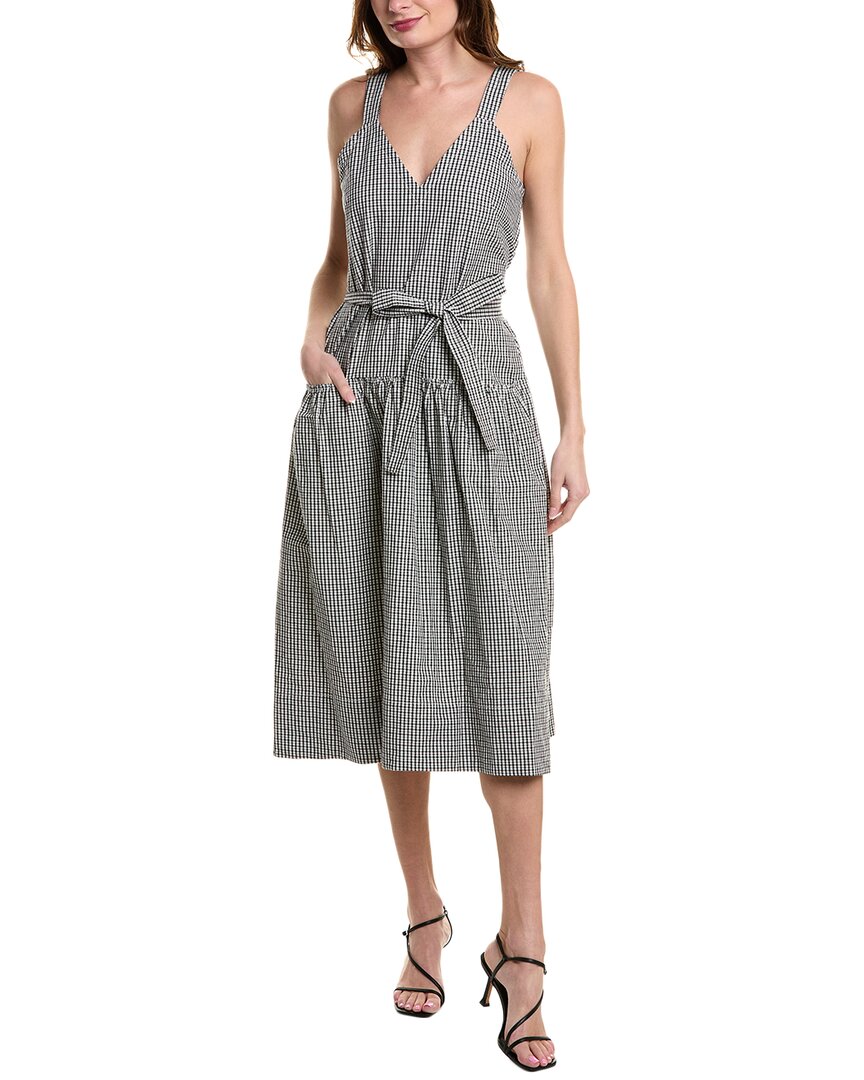 Shop Proenza Schouler White Label Sasha Linen-blend Midi Dress In Black