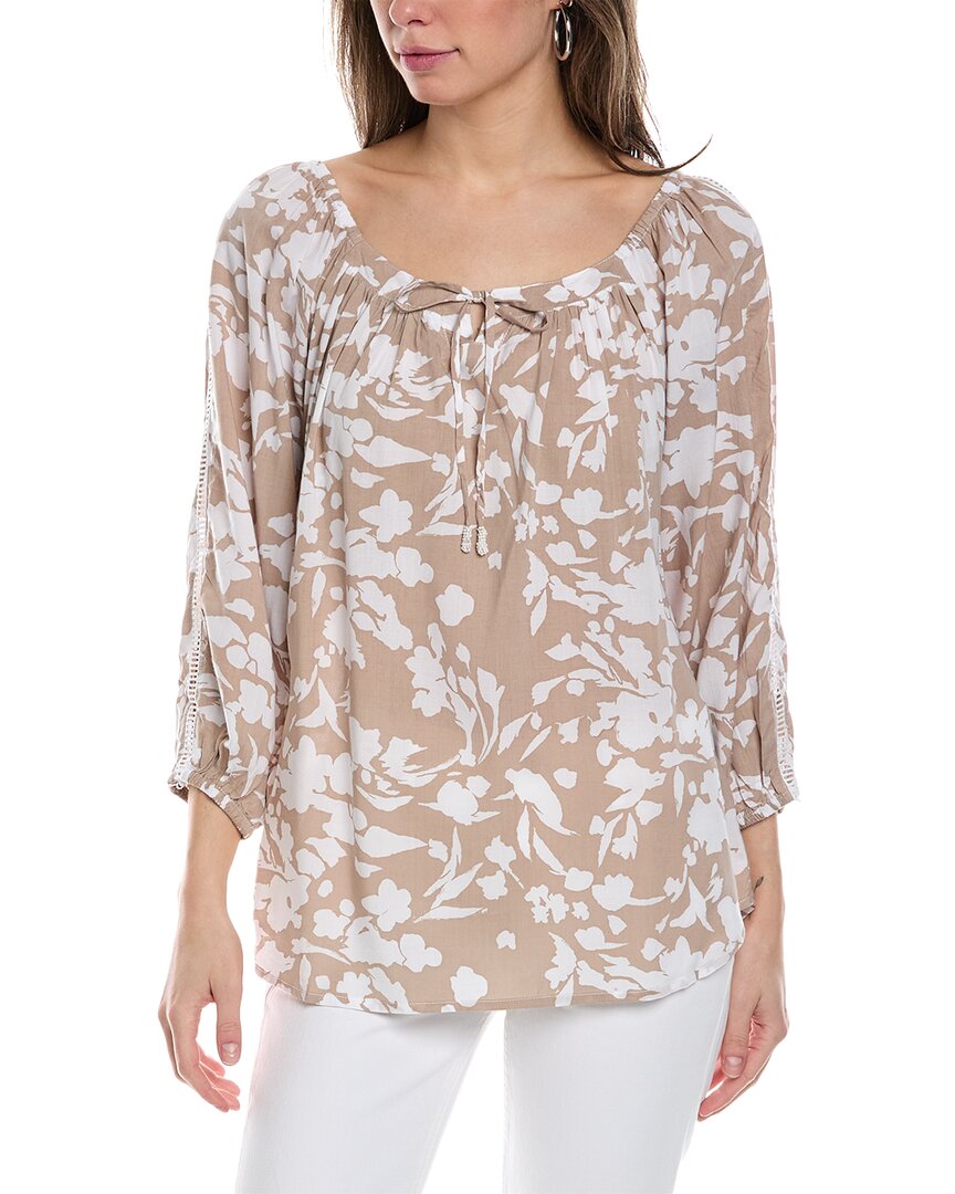 Walker & Wade Peasant Top In Brown