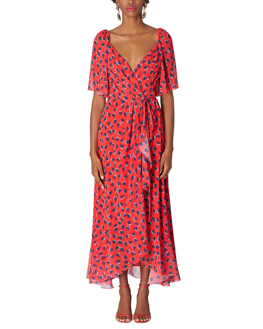 Shop Carolina Herrera Flutter Sleeve Wrap Midi Dress