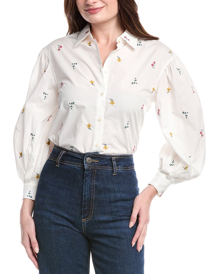 Elie By Elie Tahari Embroidered Puff Sleeve Shirt