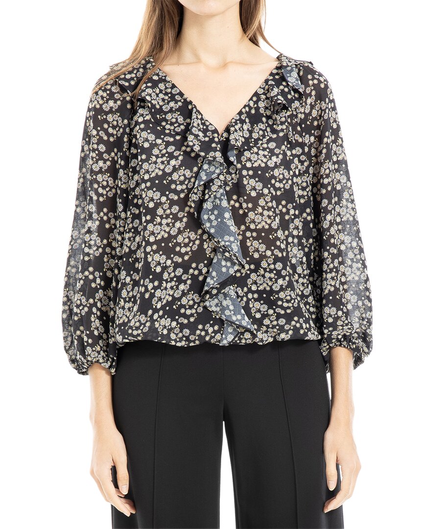 MAX STUDIO MAX STUDIO RUFFLE FRONT BUBBLE HEM BLOUSE