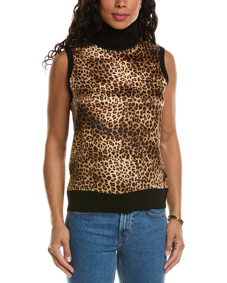 ELIE TAHARI ELIE TAHARI OCELOT PRINT SILK & WOOL SWEATER