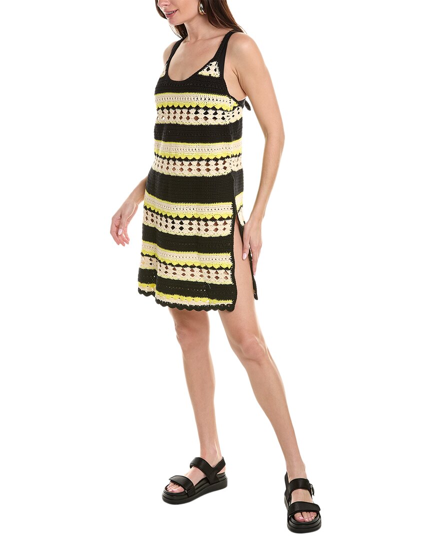 Shop Ganni Crochet Cover-up Slip Dress In Yellow