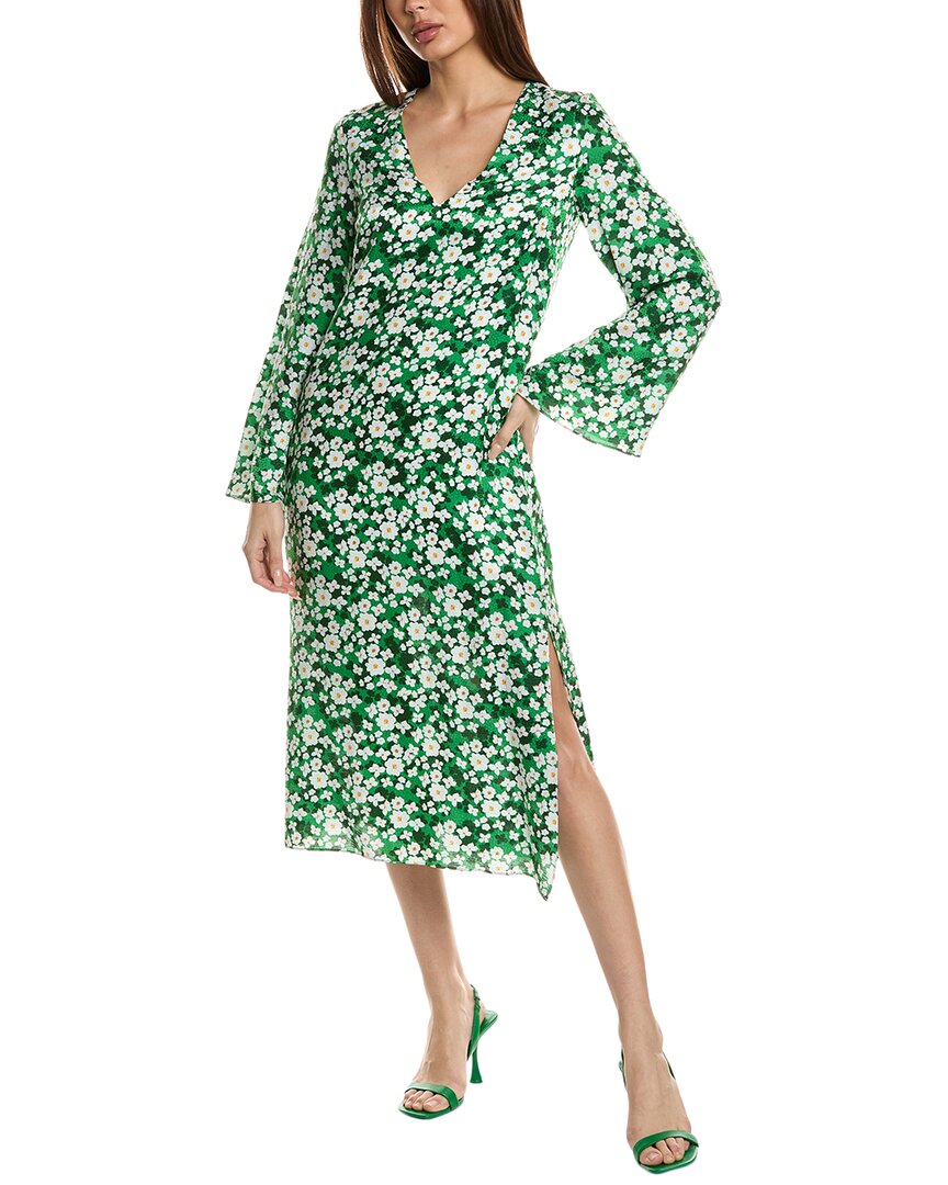Borgo De Nor Phoenix Silk-blend Midi Dress In Green