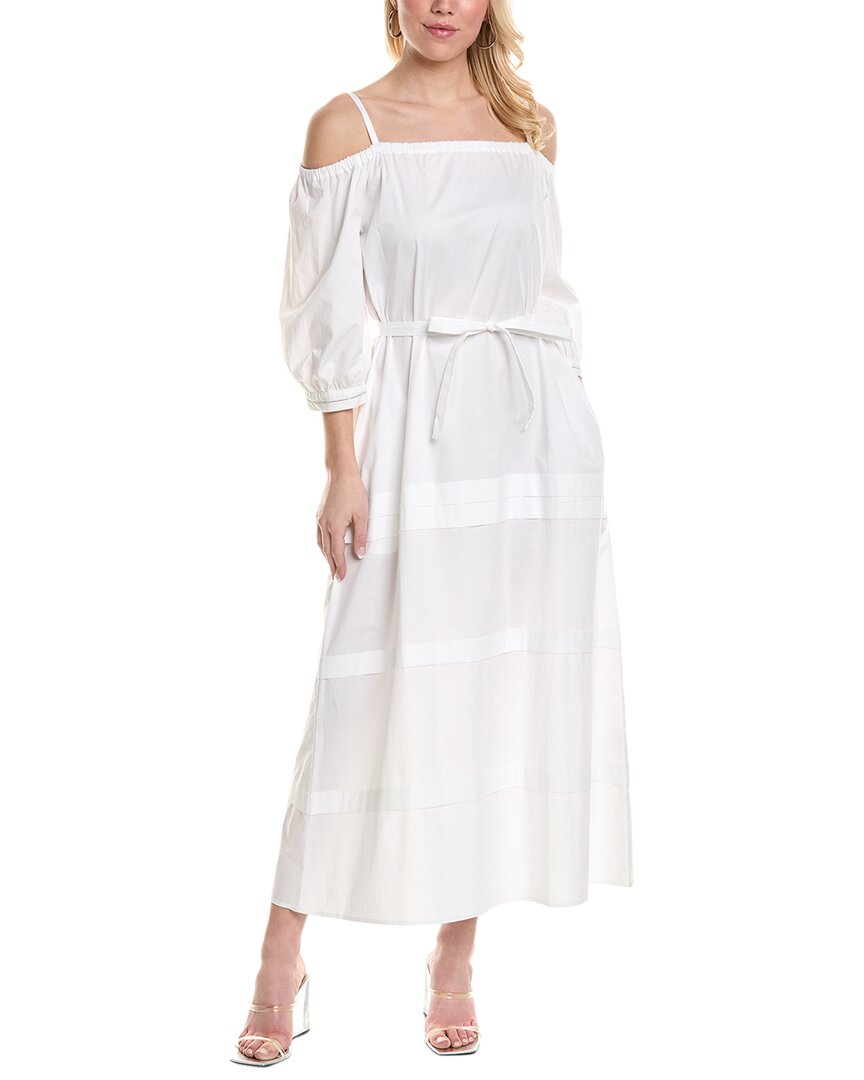 Pre-owned Peserico Off-the-shoulder Maxi Dress Women's In White