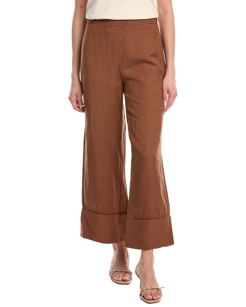 Shop Simkhai Colley Cropped Straight Leg Linen-blend Pant