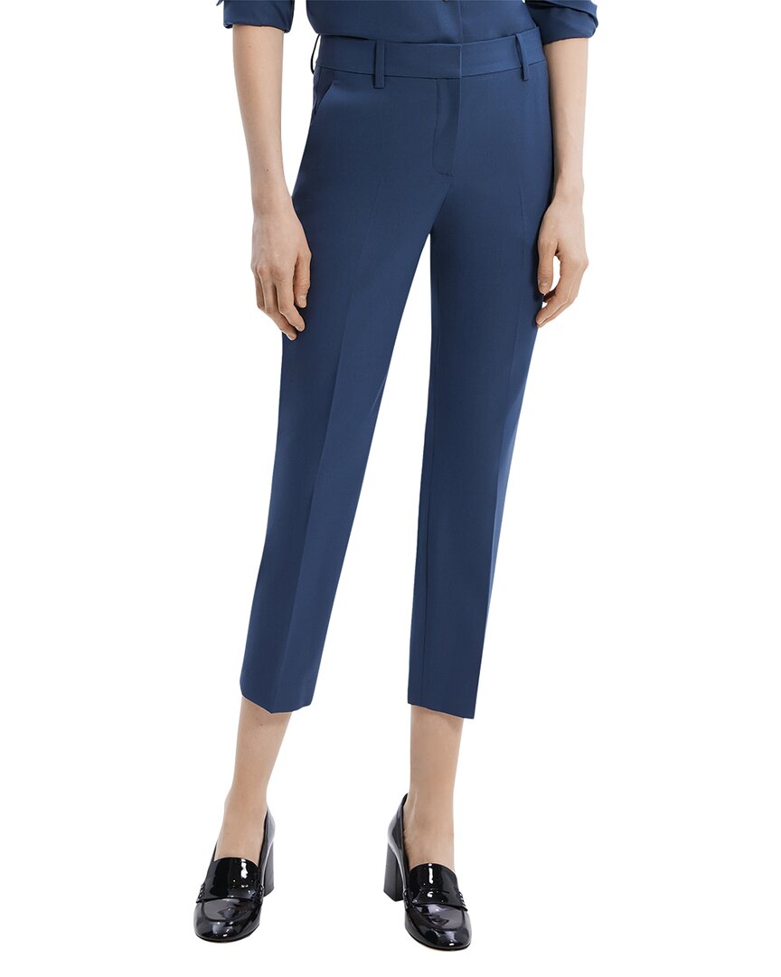 Theory Treeca 2 Good Wool Crop Suit Pants In Blue