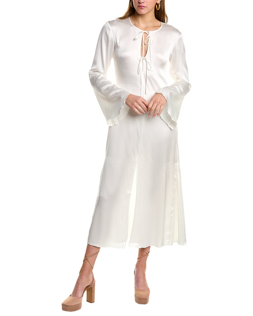 Shop Frame Denim Bell-sleeve Dress In White